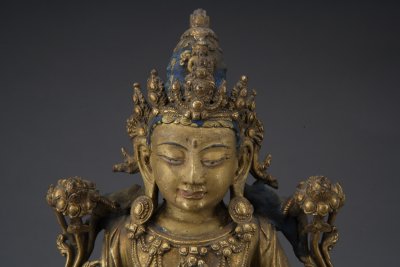 图片[4]-Bronze gilded statue of Guanyin Bodhisattva-China Archive